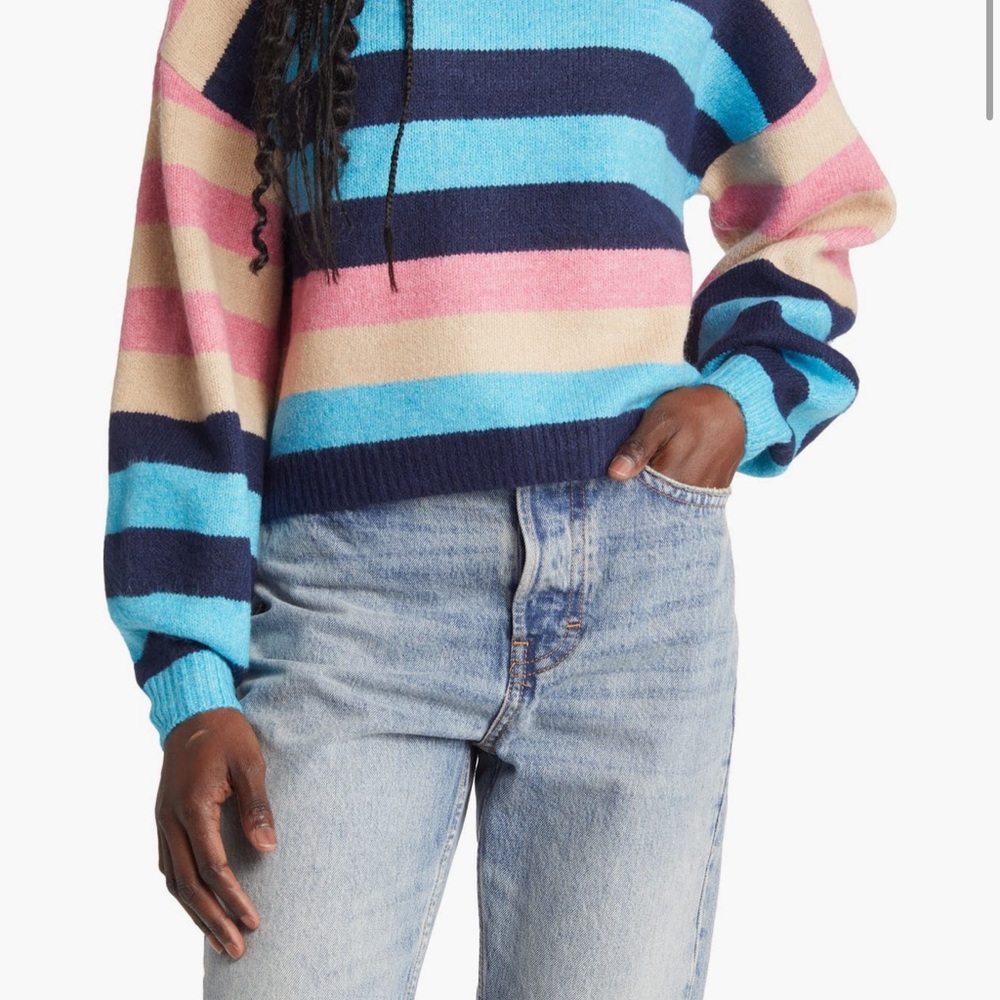 Topshop Pink, Blue, and Cream Striped Sweater size 0-2